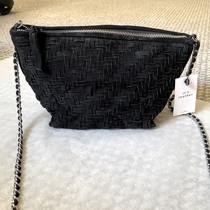 Zara Black Suede Lattice Purse